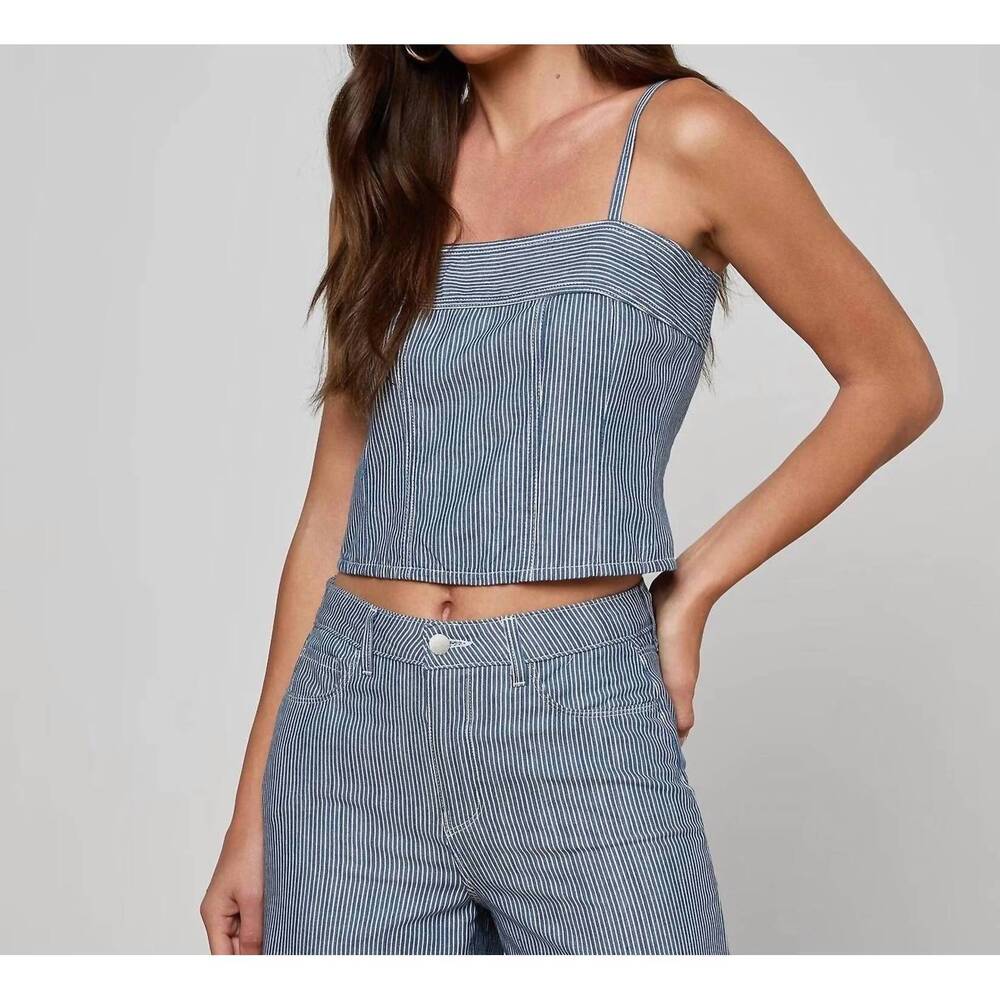 NEW L'AGENCE arlin tank top in blue stripe